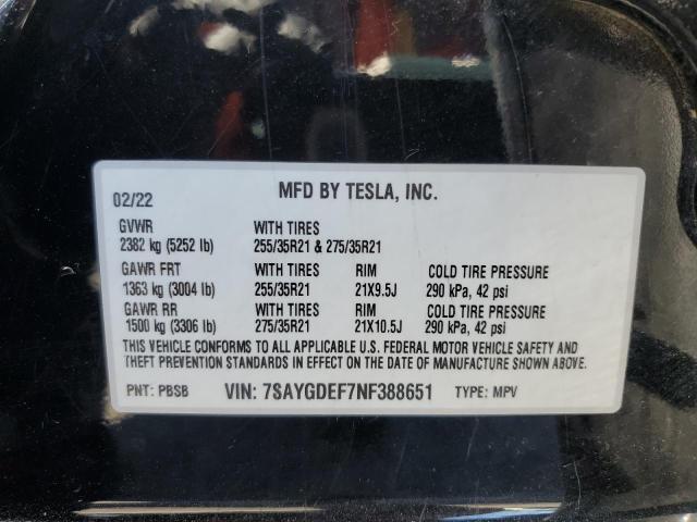 2022 TESLA MODEL Y 7SAYGDEF7NF388651