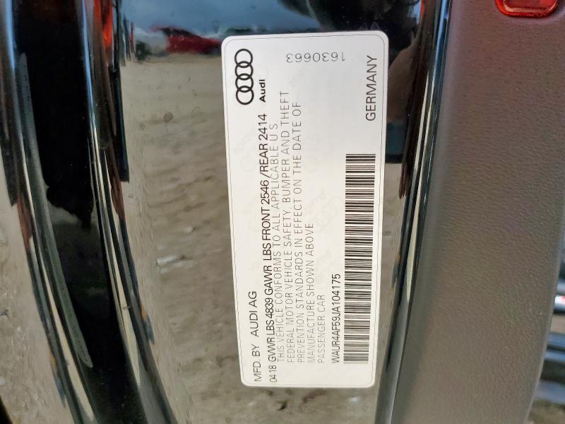2018 AUDI S5 PRESTIG WAUR4AF59JA104175