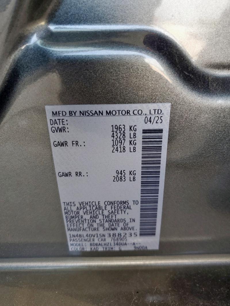 2025 NISSAN ALTIMA SV - 1N4BL4DV1SN388235
