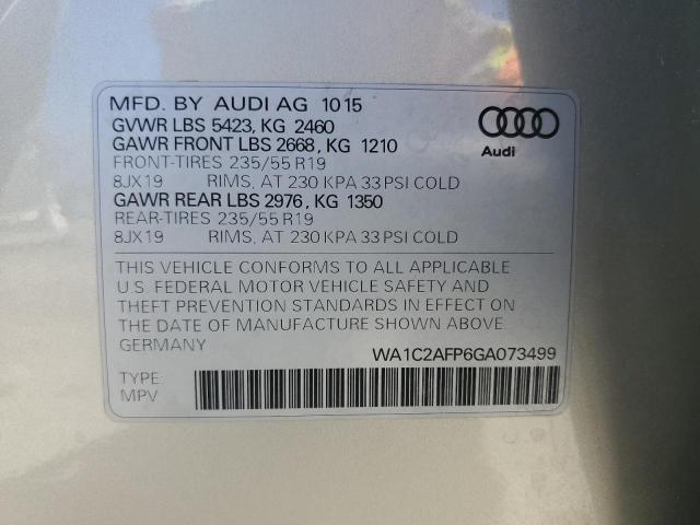 2016 AUDI Q5 PREMIUM WA1C2AFP6GA073499