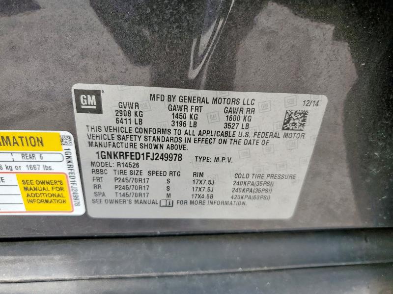 2015 CHEVROLET TRAVERSE L 1GNKRFED1FJ249978