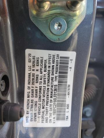 2020 HONDA CIVIC LX 19XFC2F66LE013615