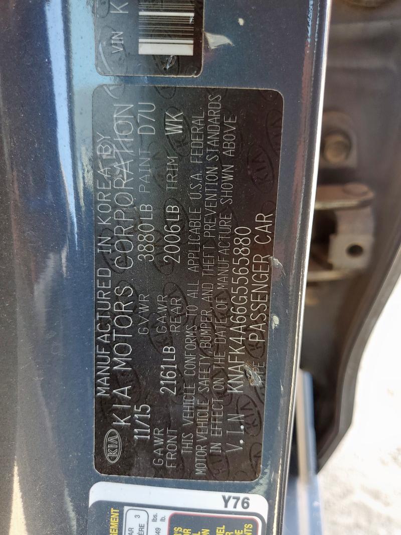 2016 KIA FORTE LX KNAFK4A66G5565880