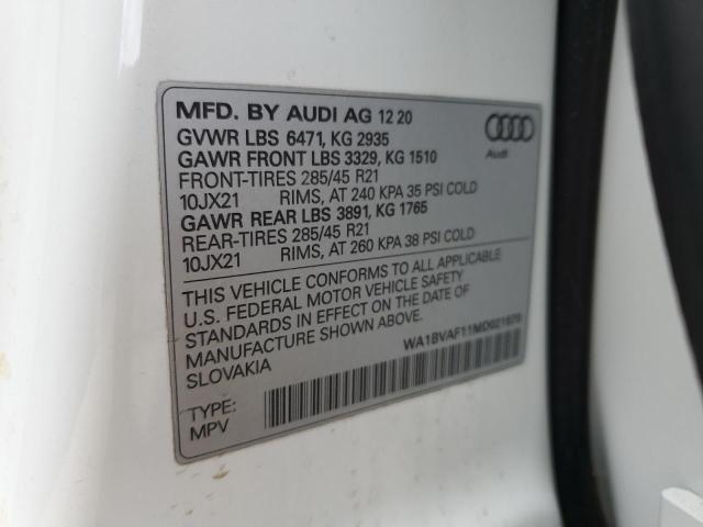 2021 AUDI Q8 PREMIUM PLUS WA1BVAF11MD021870