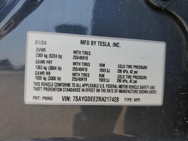 2024 TESLA MODEL Y 7SAYGDEE2RA217428