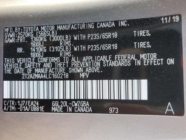 2020 LEXUS RX 350 BAS - 2T2AZMAA4LC160218