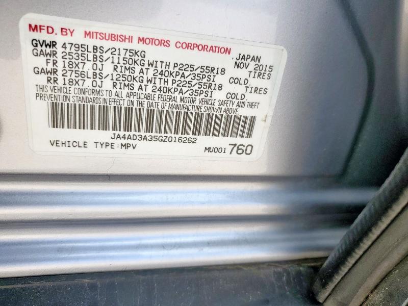 2016 MITSUBISHI OUTLANDER JA4AD3A35GZ016262