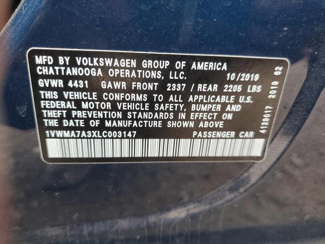 2020 VOLKSWAGEN PASSAT R-L 1VWMA7A3XLC003147