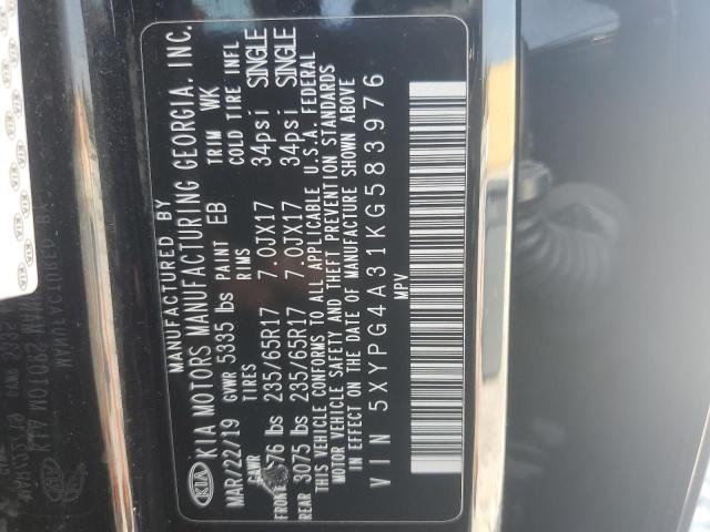 2019 KIA SORENTO L 5XYPG4A31KG583976