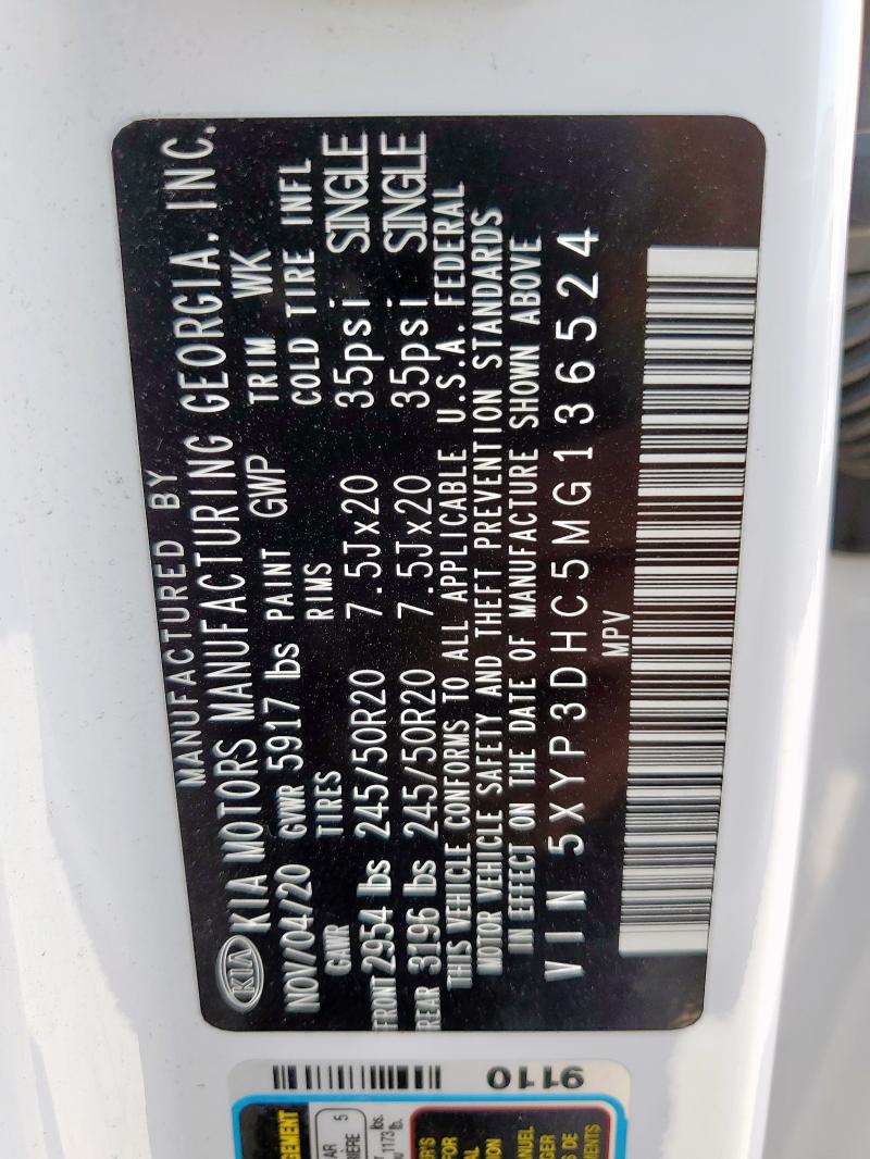 2021 KIA TELLURIDE 5XYP3DHC5MG136524