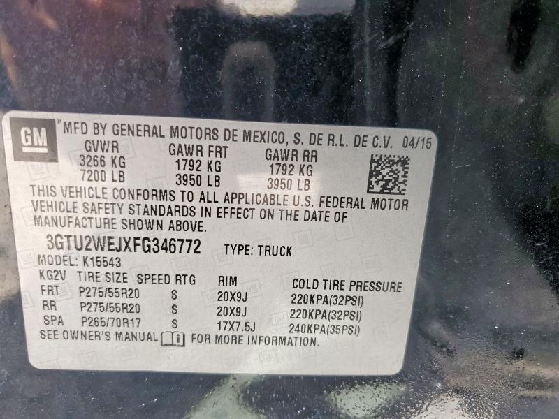 2015 GMC SIERRA K15 3GTU2WEJXFG346772