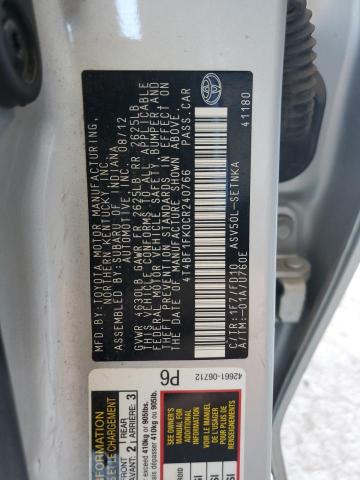 2012 TOYOTA CAMRY BASE - 4T4BF1FK0CR240766