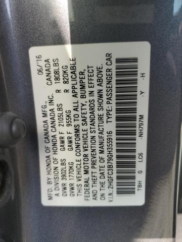 2016 HONDA CIVIC EXL 2HGFC3B79GH355916