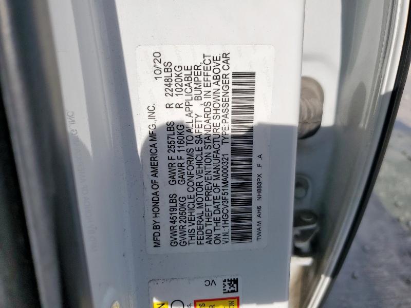 2021 HONDA ACCORD HYB 1HGCV3F51MA000321