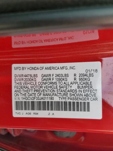 2018 HONDA ACCORD SPORT 1HGCV2F33JA011180