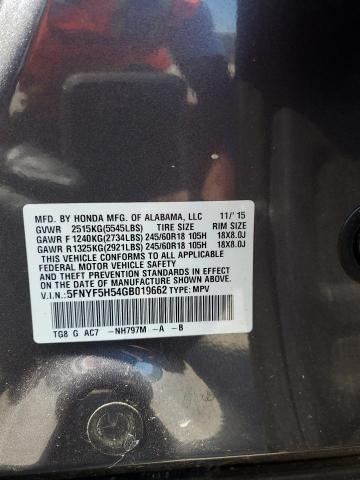 2016 HONDA PILOT EXL - 5FNYF5H54GB019662