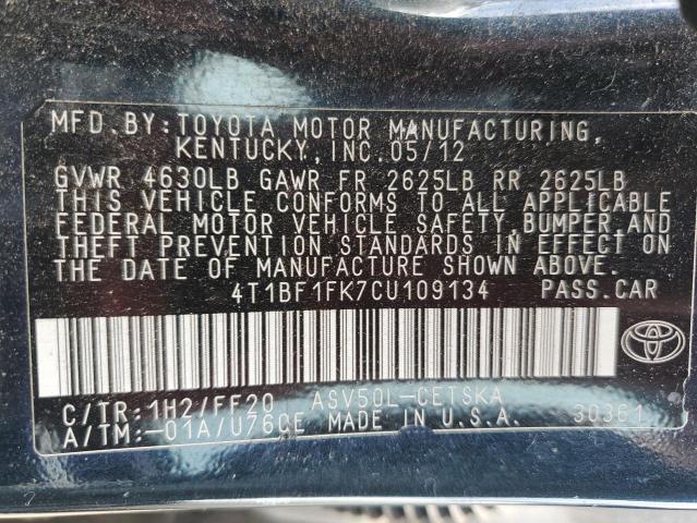 2012 TOYOTA CAMRY BASE - 4T1BF1FK7CU109134