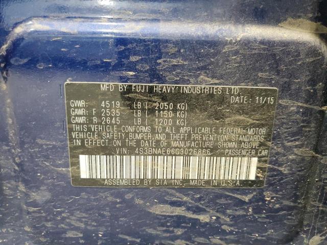 2016 SUBARU LEGACY 2.5 4S3BNAE66G3026866
