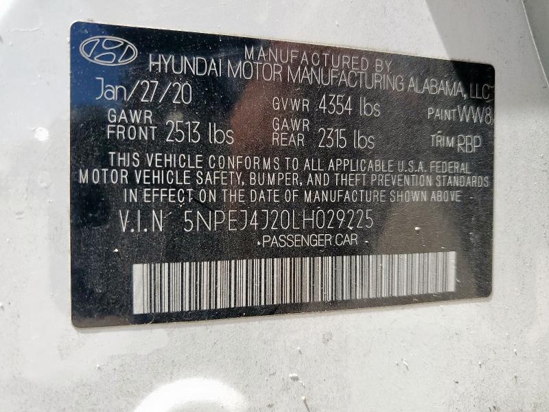 2020 HYUNDAI SONATA SEL 5NPEJ4J20LH029225