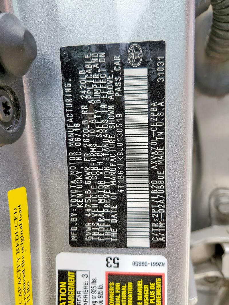 2018 TOYOTA CAMRY XSE 4T1B61HK8JU130519