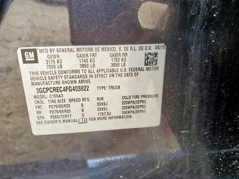 2015 CHEVROLET SILVERADO - 3GCPCREC4FG403822