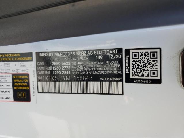 2021 MERCEDES-BENZ E 450 W1K1K5JB9MF158843