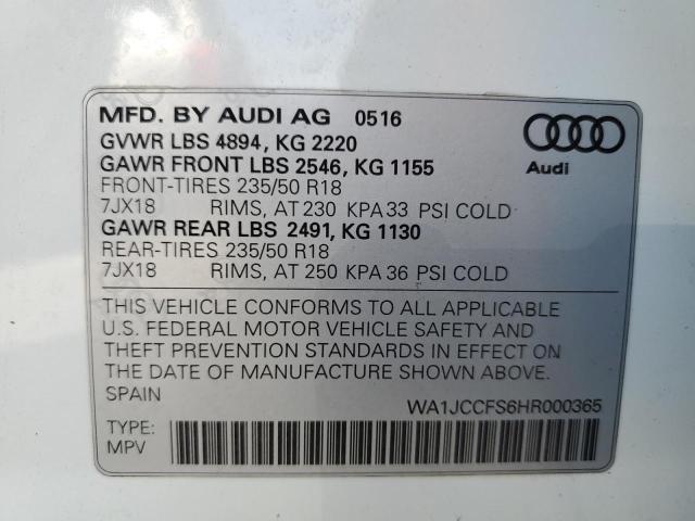 2017 AUDI Q3 PREMIUM WA1JCCFS6HR000365