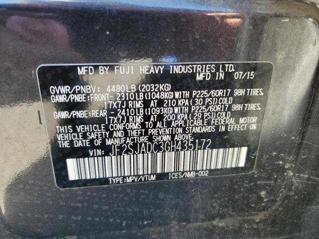 2016 SUBARU FORESTER 2 JF2SJADC3GH435172