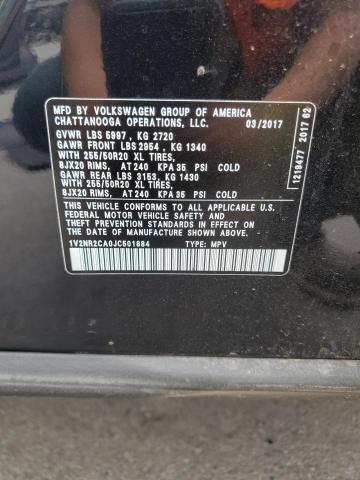 2018 VOLKSWAGEN ATLAS SEL 1V2NR2CA0JC501884