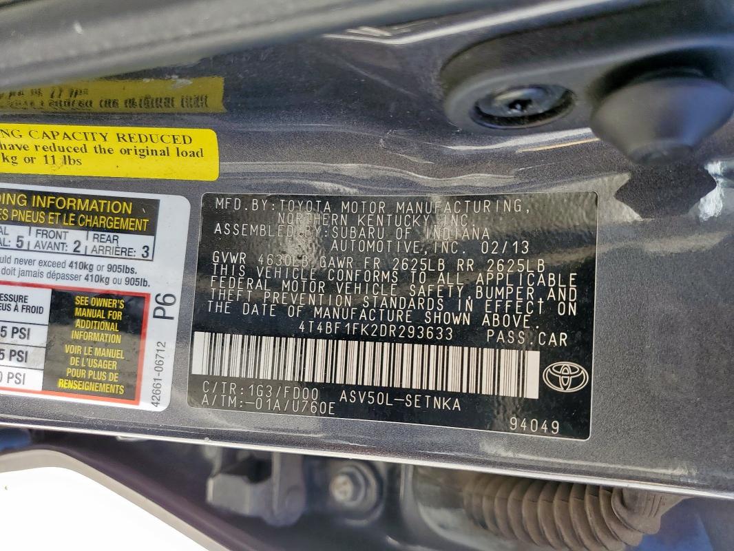 2013 TOYOTA CAMRY L - 4T4BF1FK2DR293633