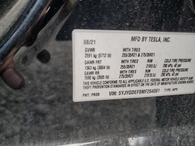 2021 TESLA MODEL Y 5YJYGDEF8MF264061