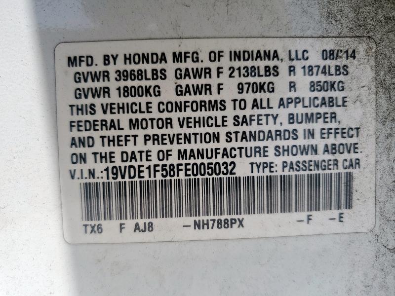 2015 ACURA ILX 20 PRE 19VDE1F58FE005032