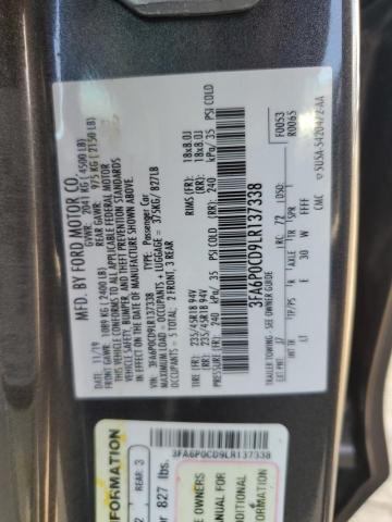 2020 FORD FUSION SEL 3FA6P0CD9LR137338