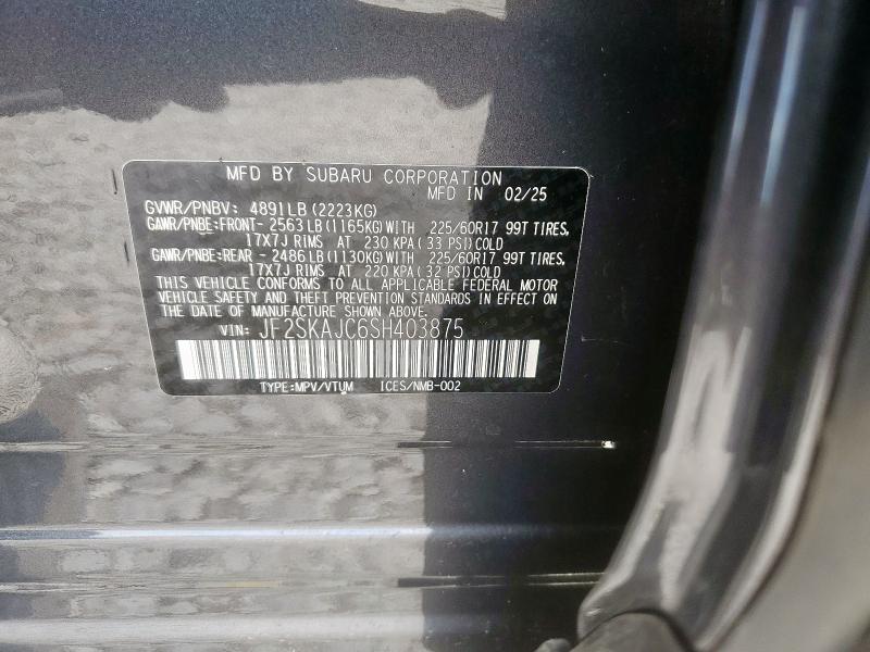 2025 SUBARU FORESTER WILDERNESS JF2SKAJC6SH403875