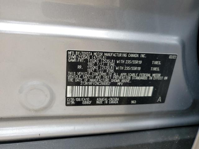 2022 TOYOTA RAV4 LIMITED 2T3N1RFV2NC266957