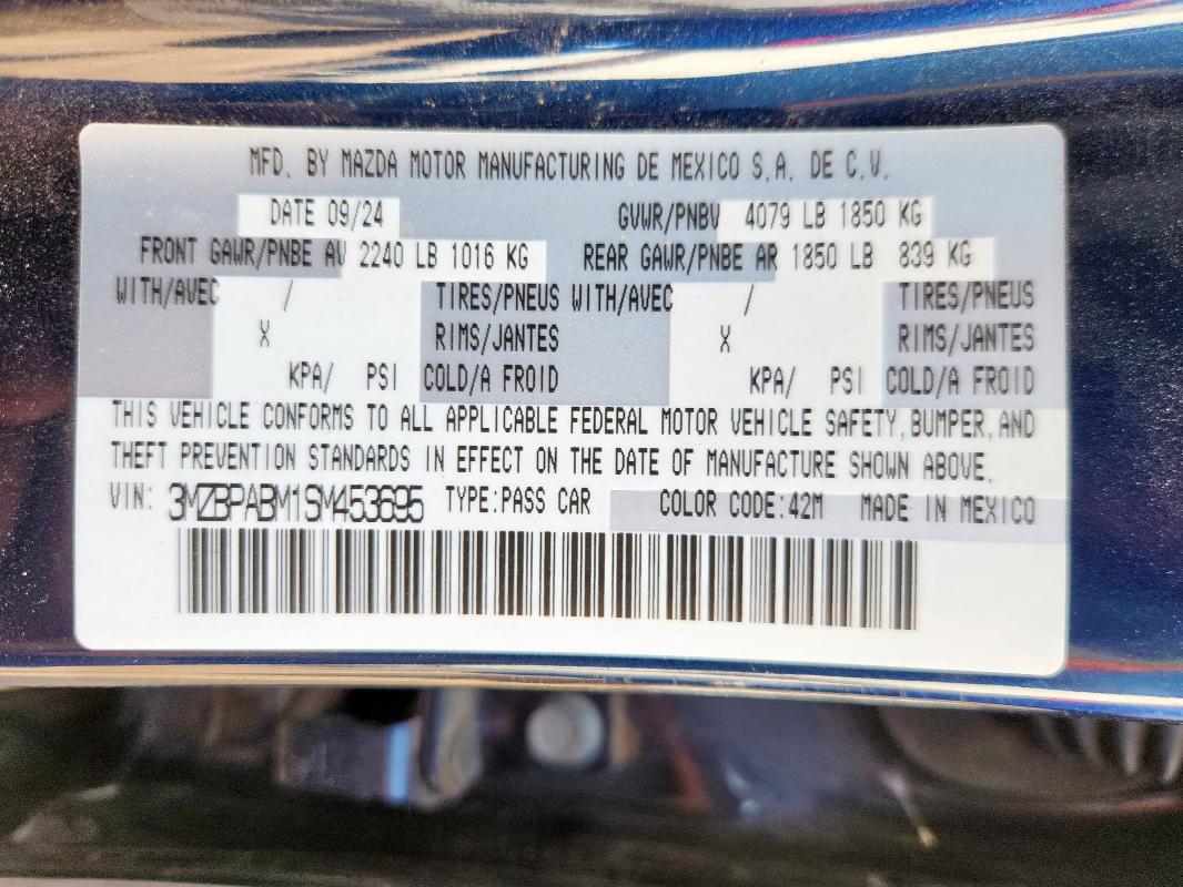 2025 MAZDA 3 SELECT S 3MZBPABM1SM453695