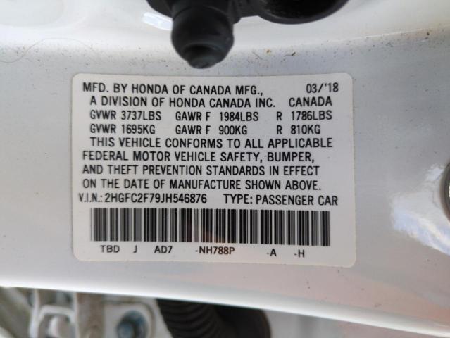 2018 HONDA CIVIC EX 2HGFC2F79JH546876