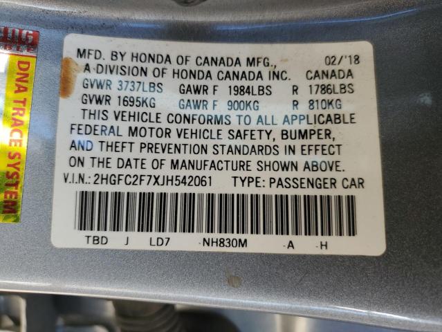 2018 HONDA CIVIC EX - 2HGFC2F7XJH542061