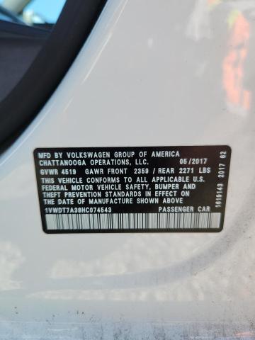 2017 VOLKSWAGEN PASSAT R-L 1VWDT7A38HC074543