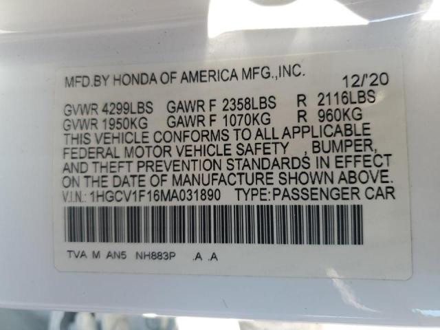 2021 HONDA ACCORD LX - 1HGCV1F16MA031890