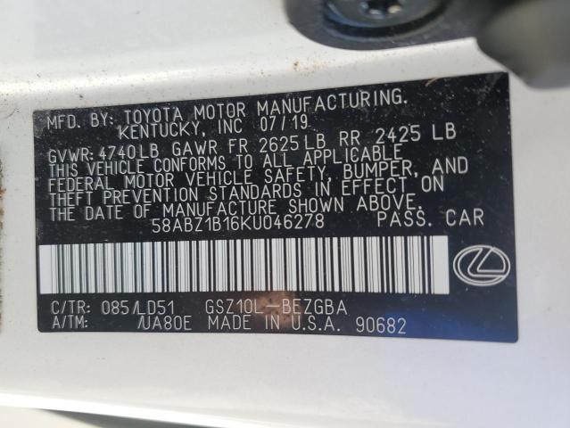 2019 LEXUS ES 350 58ABZ1B16KU046278