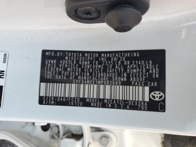 2021 TOYOTA COROLLA SE 5YFS4MCE1MP062689