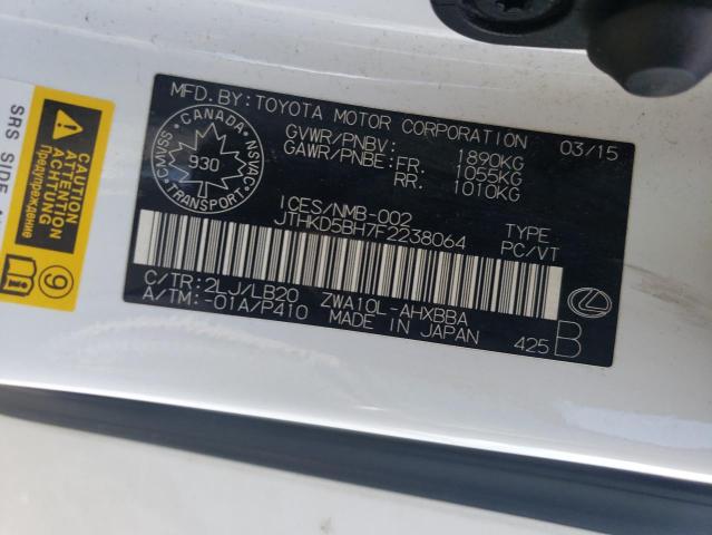 2015 LEXUS CT 200 JTHKD5BH7F2238064