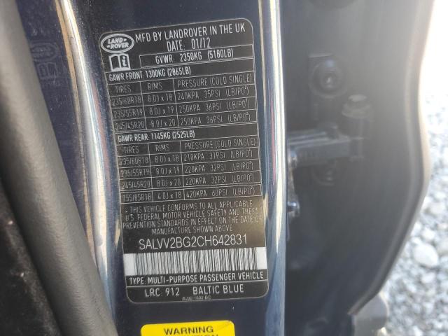 2012 LAND ROVER RANGE ROVER EVOQUE PRESTIGE PREMIUM - SALVV2BG2CH642831