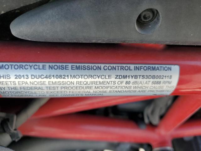 2013 DUCATI HYPERMOTAR ZDM1YBTS3DB002118
