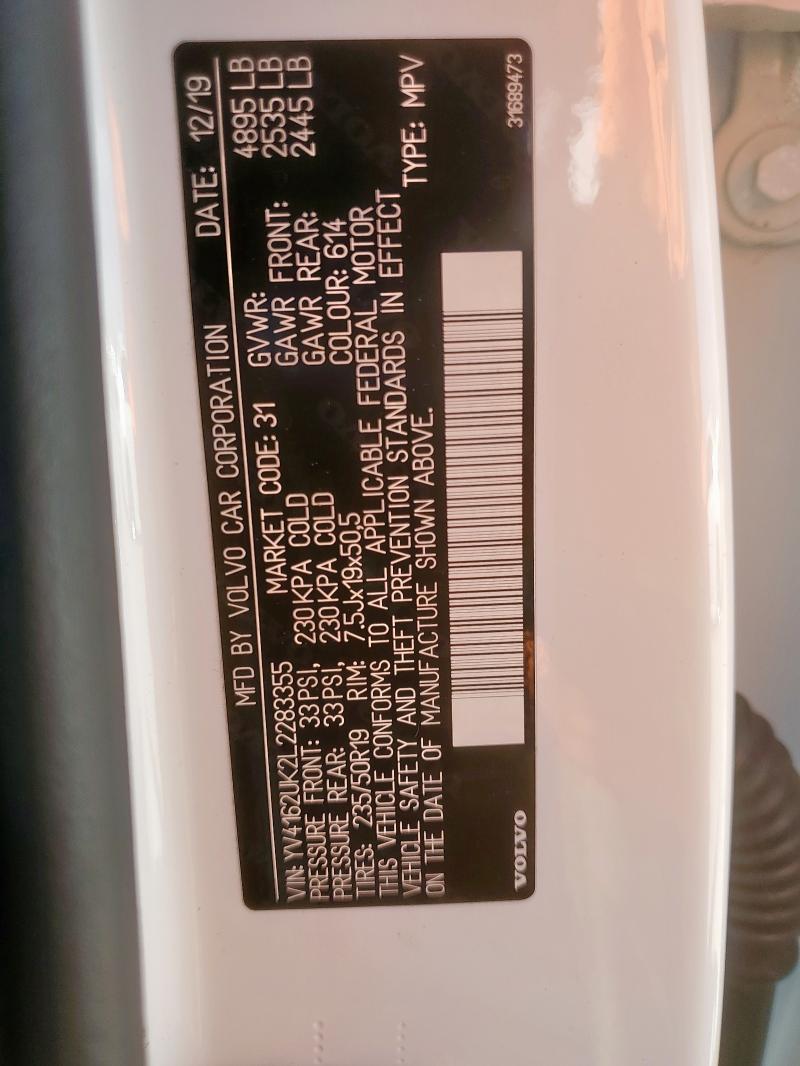 2020 VOLVO XC40 T5 MO YV4162UK2L2283355