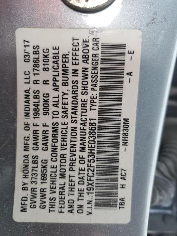 2017 HONDA CIVIC LX 19XFC2F53HE038681