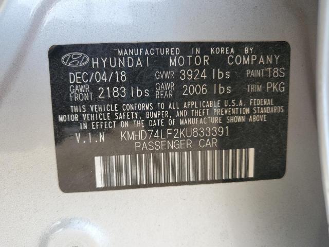 2019 HYUNDAI ELANTRA SE KMHD74LF2KU833391