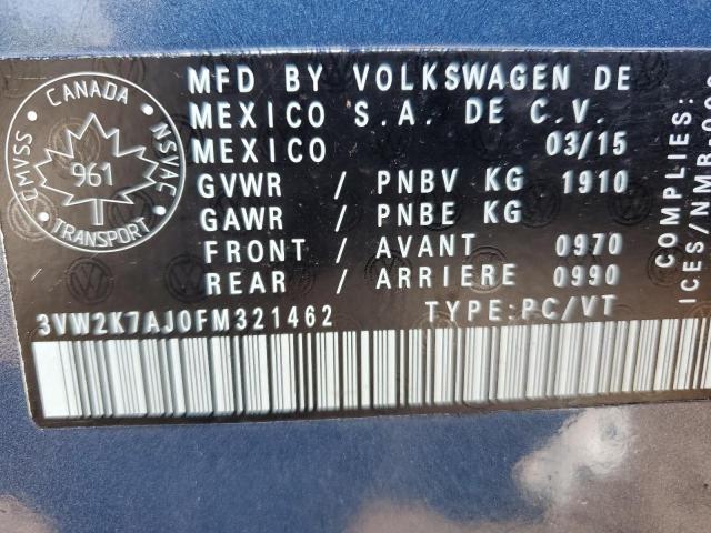 2015 VOLKSWAGEN JETTA BASE - 3VW2K7AJ0FM321462