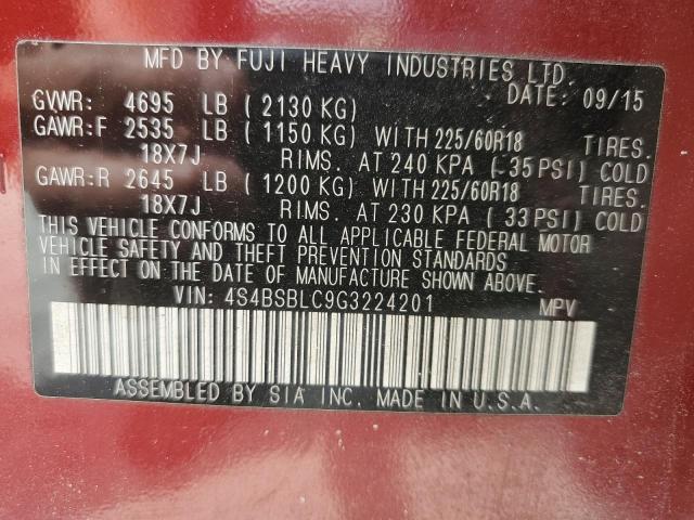 2016 SUBARU OUTBACK 2. - 4S4BSBLC9G3224201
